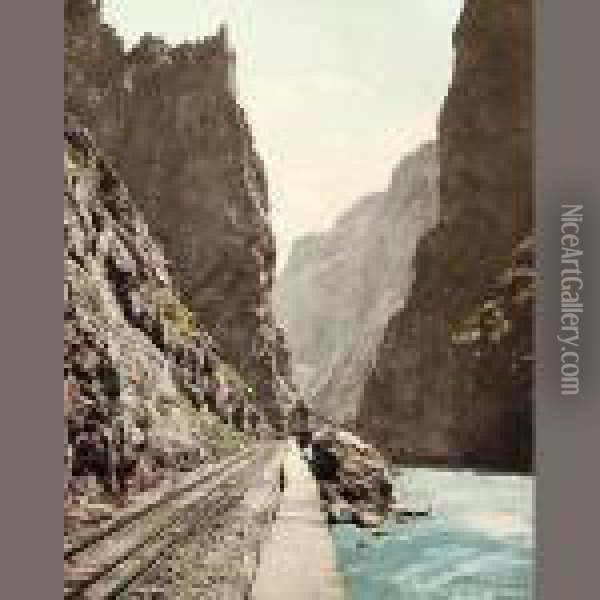 Royal Gorge Colorado On The Denver & Rio Grande Railroad Oil Painting - William Henry Jackson