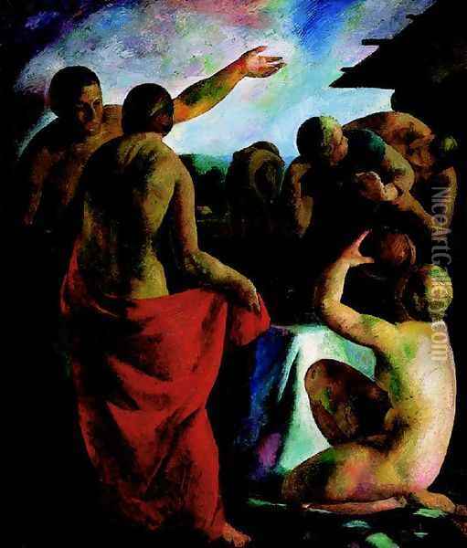 Nudes in the Open 1926 Oil Painting - Karoly Patko