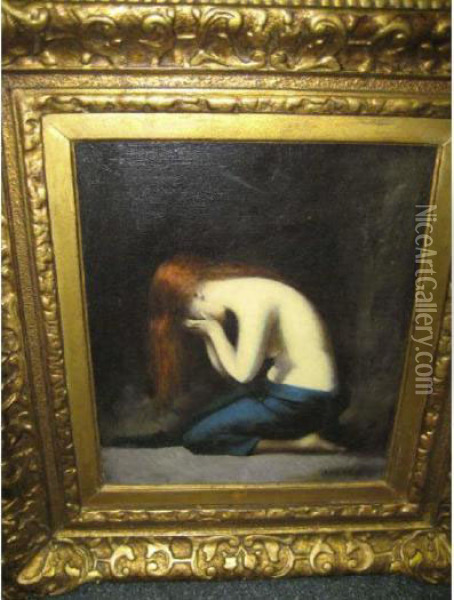 Woman Kneeling Oil Painting - Jean-Jacques Henner