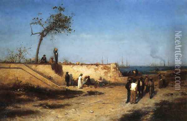 Fruit Vendors Under the Sea Wall at Nassau Oil Painting - Louis Comfort Tiffany
