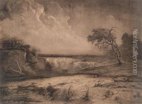 Landschaft An Einemwasserfall Oil Painting - Jules-Charles Aviat