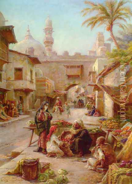 In the Souk Oil Painting - Paul Dominique Philippoteaux