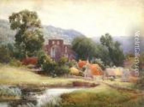 A Ruined Church In A Rural Landscape Oil Painting - John Powell