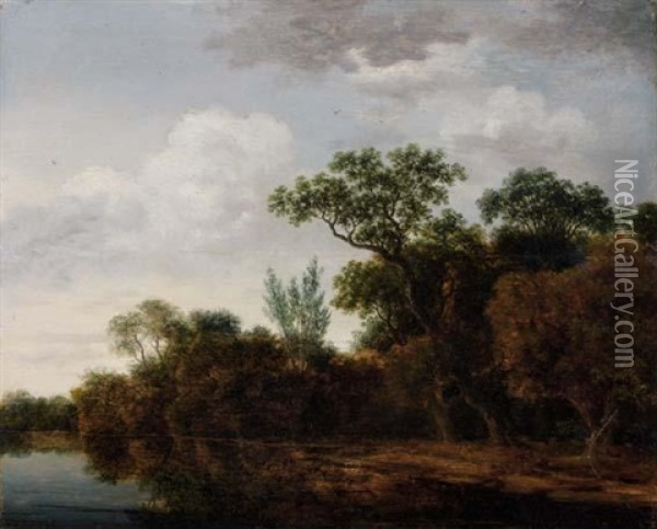 Bord De Riviere Oil Painting - Cornelis Hendriksz Vroom