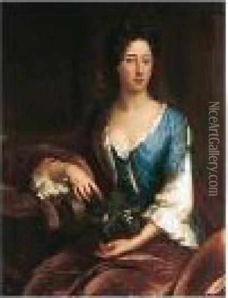 Portrait Of Catherine, 2nd Duchess Of Rutland (1676-1711) Oil Painting - John Vandervaart