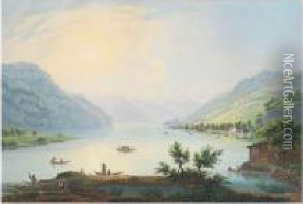 Lac Au Canton De Berne Oil Painting - Ludwig Bleuler