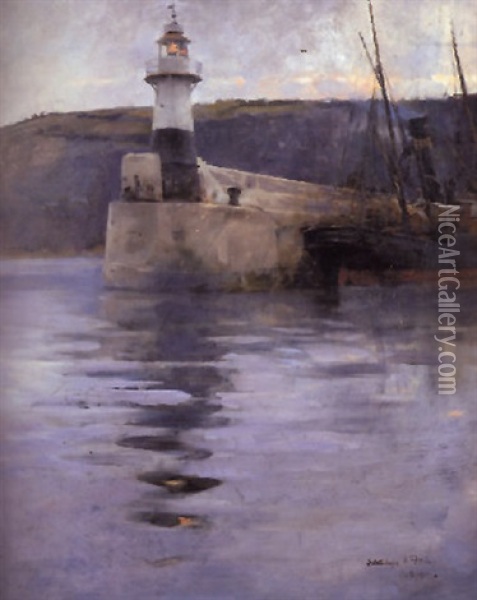 Study For A Lighthouse Oil Painting - Stanhope Forbes