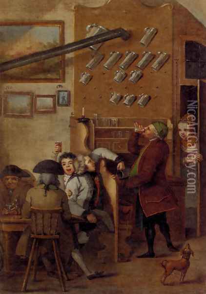 Merrymaking In An Inn Oil Painting - Joseph Salomon