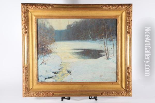 Winter Sunset Oil Painting - Ernest Albert