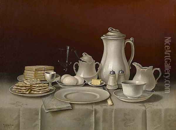 Still Life with Breakfast Setting Oil Painting - Thomas H. Hope
