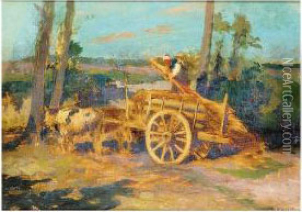 The Bullock Cart Oil Painting - Robert Russ
