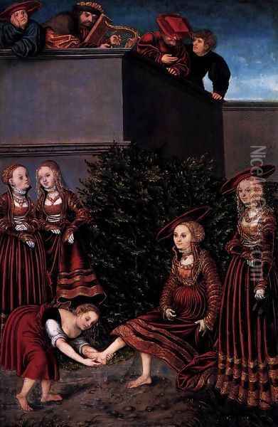 David and Bathsheba Oil Painting - Lucas The Elder Cranach