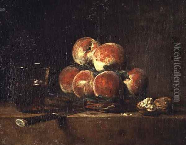 Basket of Peaches, 1768 Oil Painting - Jean-Baptiste-Simeon Chardin