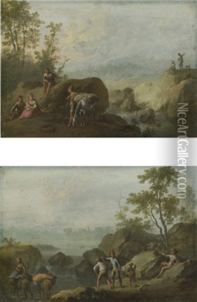 Landscapes (pair) Oil Painting - Franz de Paula Ferg