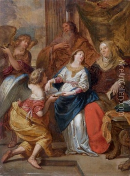 L'education De La Vierge Oil Painting - Jan Van Cleve III