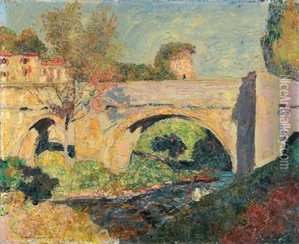 Le Pont Sur La Monne Oil Painting - Victor Charreton