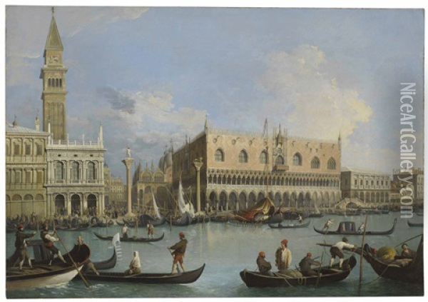 The Molo, Venice, With The Doge's Palace And The Piazzetta From The Bacino Di San Marco Oil Painting -  Canaletto