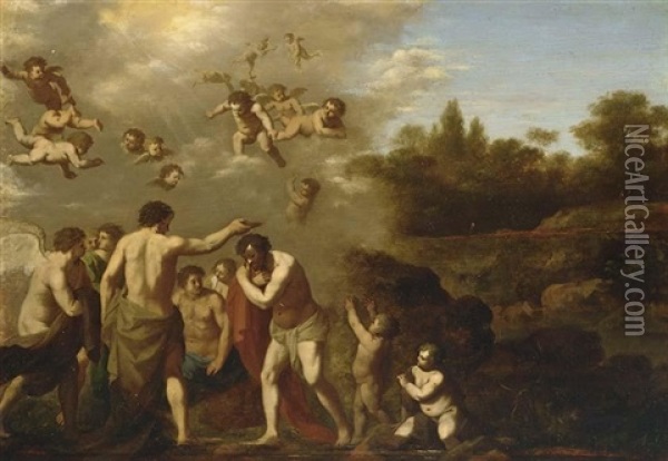 The Baptism Of Christ Oil Painting - Cornelis Van Poelenburgh