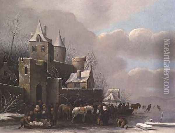 Winter Scene Oil Painting - Claes Molenaar (see Molenaer)
