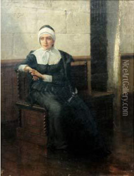 Jeune Novice Pensive Oil Painting - James Jacques Joseph Tissot