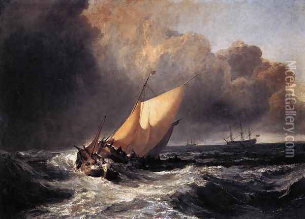 Dutch Boats in a Gale 1801 Oil Painting - Joseph Mallord William Turner