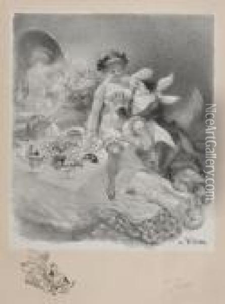Erotic Prints Oil Painting - Adolphe Willette