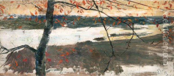 Autumn Landscape With River Oil Painting - Ernest Bieler