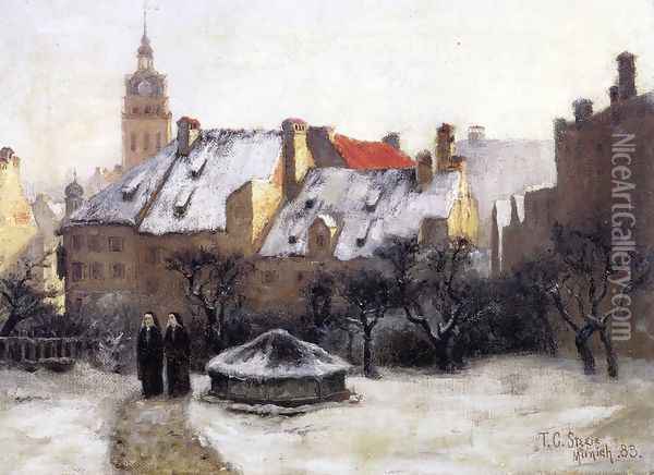 Winter Afternoon - Old Munich Oil Painting - Theodore Clement Steele