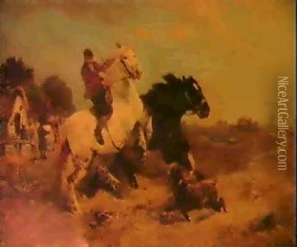 Scene De Chevaux Brabancons Oil Painting - Henry Schouten
