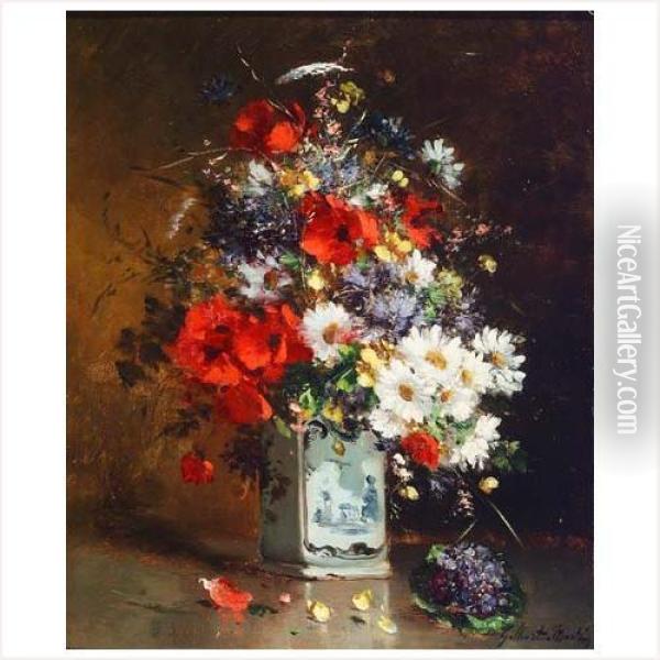 Fleurs Dans Un Vase De Delft Oil Painting - Charles Gilbert-Martin