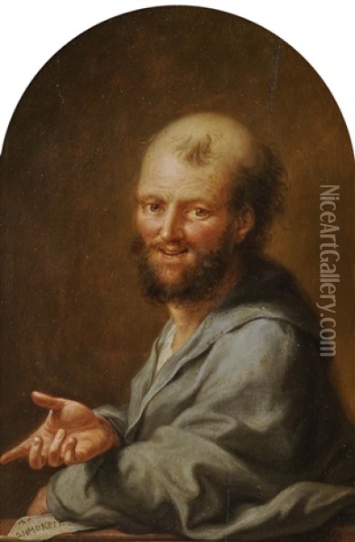 Portrait Of The Greek Philosopher Democritus Oil Painting - Johann Heinrich Tischbein the Elder