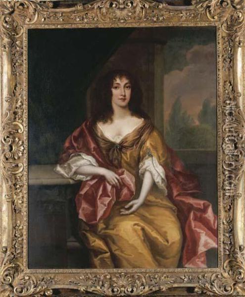 Portrait Of A Lady, Seated, Three-quarter-length In A Gold Dresswith A Pink Wrap Oil Painting - Sir Anthony Van Dyck