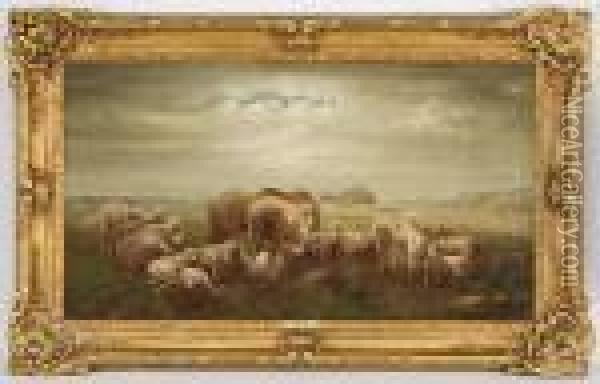 Sheep In A Landscape Oil Painting - Anton Mauve