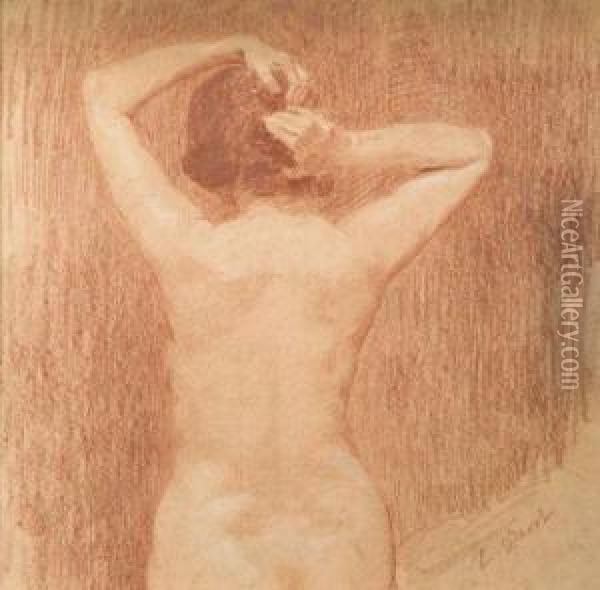 Femme Se Coiffant Oil Painting - Ernest Quost