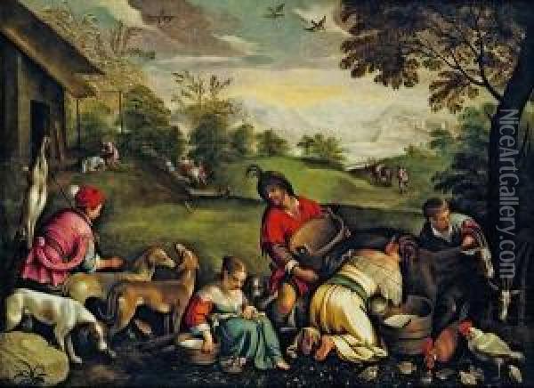 Fruhling (vertreibung Aus Dem Paradies) Oil Painting - Jacopo Bassano (Jacopo da Ponte)