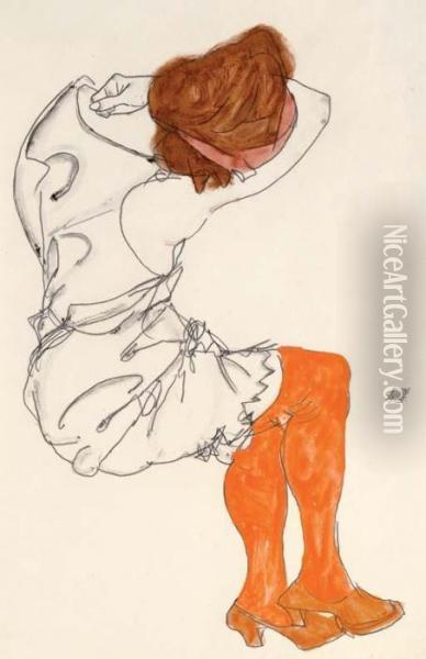 Das Schlafende Madchen Oil Painting - Egon Schiele