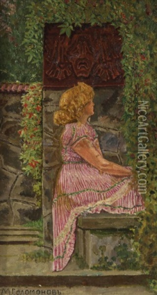 Woman In The Garden Oil Painting - Mikhail Ivanovitch Solomonov