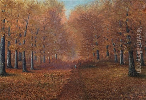 Forest In Fall Oil Painting - Seker Ahmet Pasa