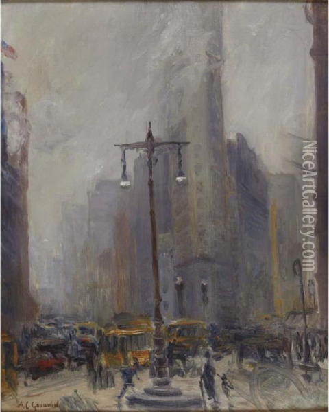 Flatiron Building Oil Painting - Arthur C. Goodwin