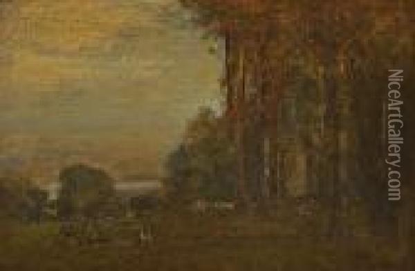 Woodland And The Distant Valley Oil Painting - George Inness