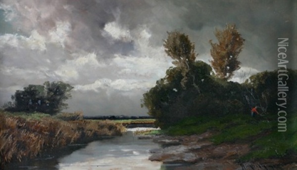 Im Aiblinger Moor Oil Painting - Josef Muehlbeck