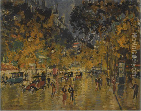 Parisian Boulevard Oil Painting - Konstantin Alexeievitch Korovin