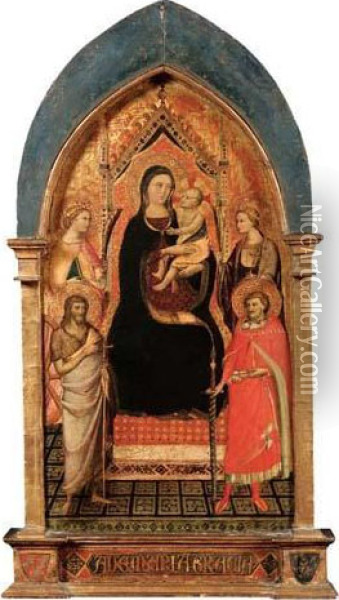 Madonna In Trono Col Bambino E Quattro Santi Oil Painting - Niccolo di Pietro Gerini