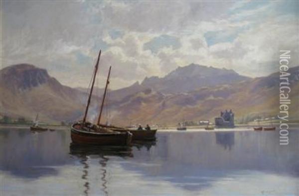 Boats In Harbor Oil Painting - William Dalglish