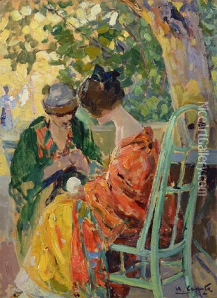 Deux Femmes Oil Painting - Ulisse Caputo