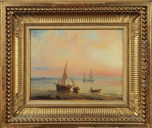 Marine Au Soleil Couchant Oil Painting - Theodore Gudin