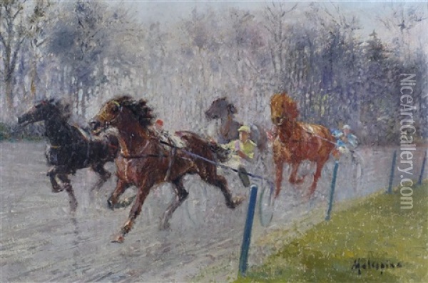Course De Chevaux Oil Painting - Louis Ferdinand Malespina