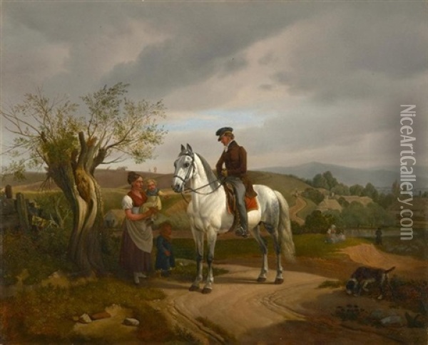 Begegnung Auf Der Landstrasse Oil Painting - Johann Adam Klein