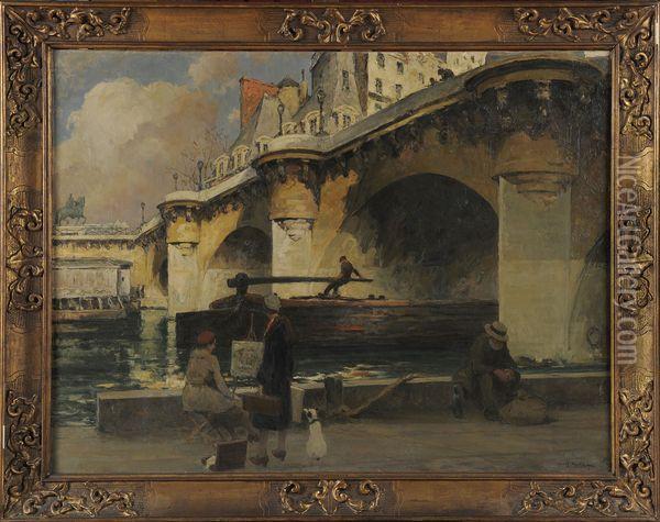 Le Pont Neuf Oil Painting - Jules Eugene Pages