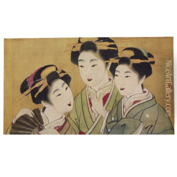 Three Beauties Oil Painting -  Gion Seitoku